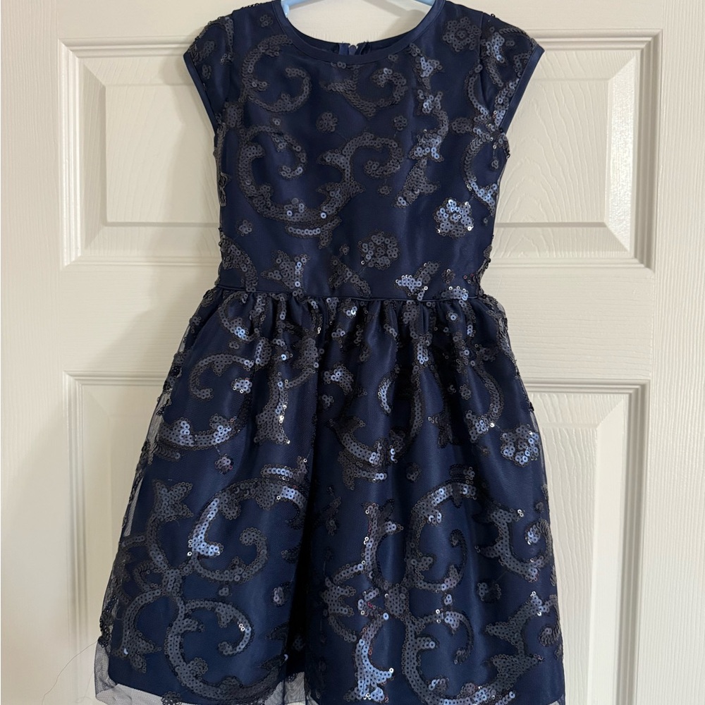 Elegant Navy Blue Kids glitter dress size 5 nwot